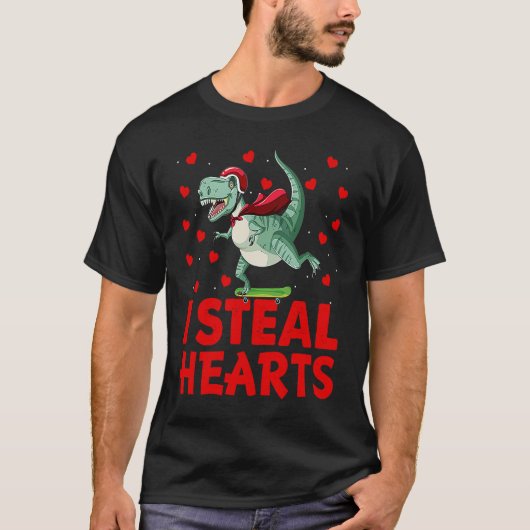 Kids I Steal Hearts Dinosaur Valentines Day For Ba Tシャツ (正面)