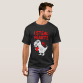 Kids I Steal Hearts T Rex Dino Valentines Day Todd Tシャツ (正面フル)