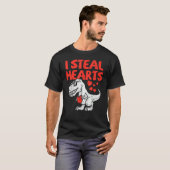 Kids I Steal Hearts Trex Dino Baby Boy Valentines  Tシャツ (正面フル)
