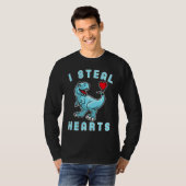 Kids I Steal Hearts Trex Dino Cute Baby Boy Valent Tシャツ (正面フル)