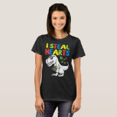 Kids I Steal Hearts Trex Dinosaur Toddler Autism A Tシャツ (正面フル)