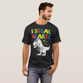 Kids I Steal Hearts Trex Dinosaur Toddler Autism A Tシャツ (正面フル)