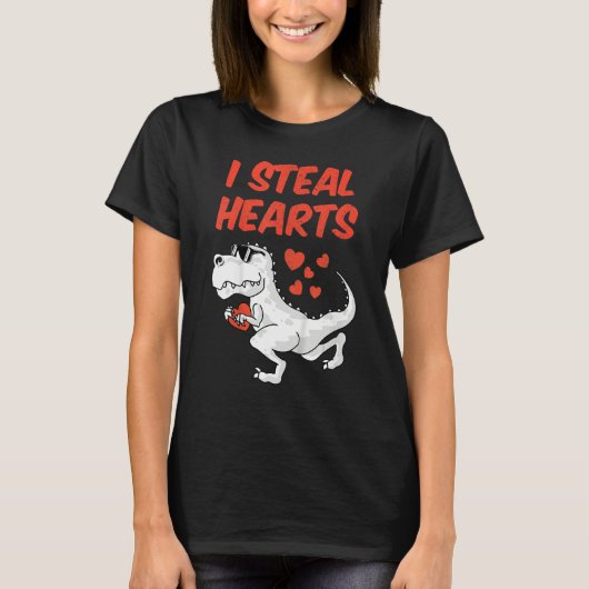 Kids I Steal Hearts Valentine's Day Toddler Dinosa Tシャツ (正面)
