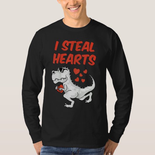 Kids I Steal Hearts Valentine's Day Toddler Dinosa Tシャツ (正面)