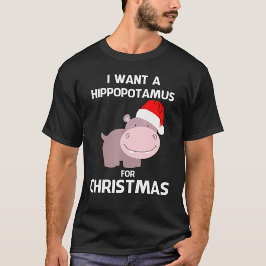 Kids I Want A Hippopotamus For Christmas Hippo Xma Tシャツ (正面)