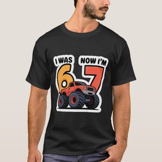 Kids I Was 6 Now I’m 7 Monster Truck Birthday Boy  Tシャツ (正面)