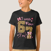 Kids I Was 6 Now I'm 7 Leopard Coquette Bow Birthd Tシャツ (正面)