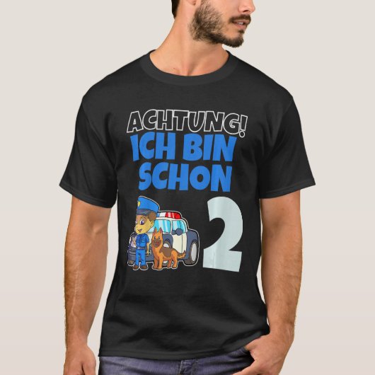 Kids Ich bin schon 2 Jahr alt! Achtung Polizei Pol Tシャツ (正面)