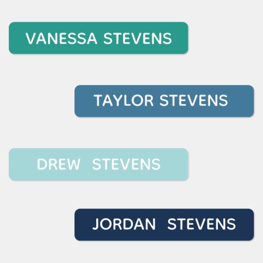 Kids ID名Blue Green Skinny Waterproof Kid's ラベル (グループ)