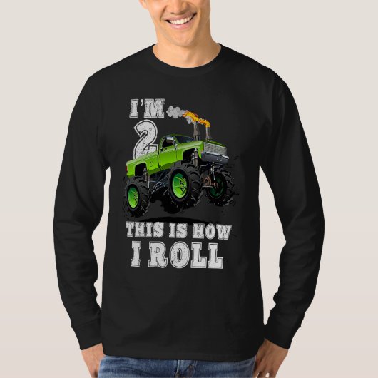 Kids I'm 2 This Is How I Roll Monster Truck Tシャツ (正面)