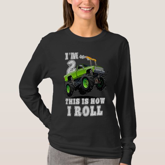Kids I'm 2 This Is How I Roll Monster Truck Tシャツ (正面)