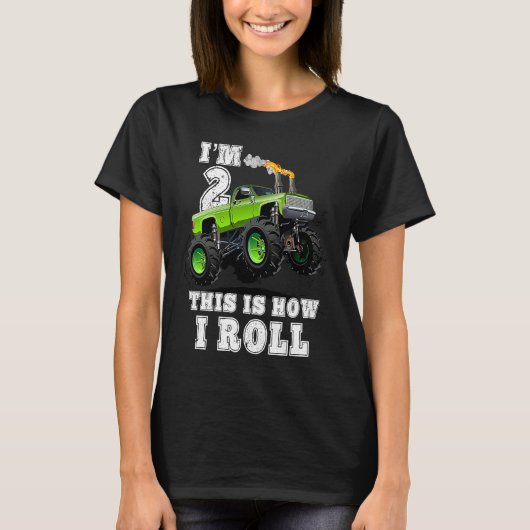 Kids I'm 2 This Is How I Roll Monster Truck Tシャツ (正面)