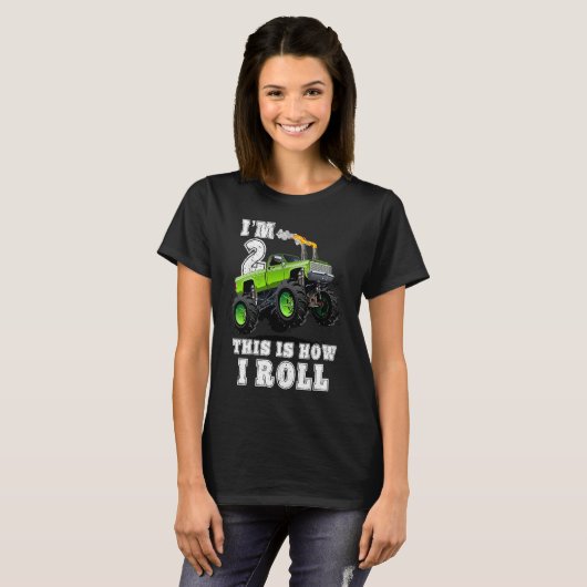 Kids I'm 2 This Is How I Roll Monster Truck Tシャツ (正面フル)
