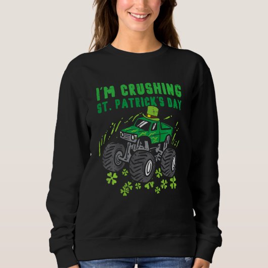 Kids Im Crushing St Patricks Day Monster Truck Boy スウェットシャツ (正面)