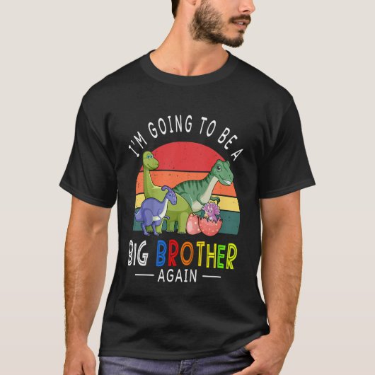 Kids I'm Going To Be A Big Brother Again 2023 Dino Tシャツ (正面)