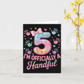 Kids I'm Ly A Handful Five 5th Birthday Girls Boys カード (黄色い花)