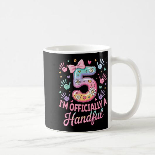 Kids I'm Ly A Handful Five 5th Birthday Girls Boys コーヒーマグカップ (右)