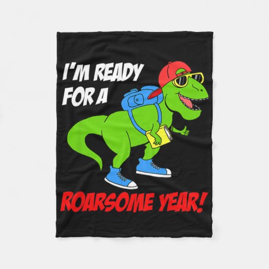 Kids Im Ready For A Roarsome Year Back To School D フリースブランケット (正面)