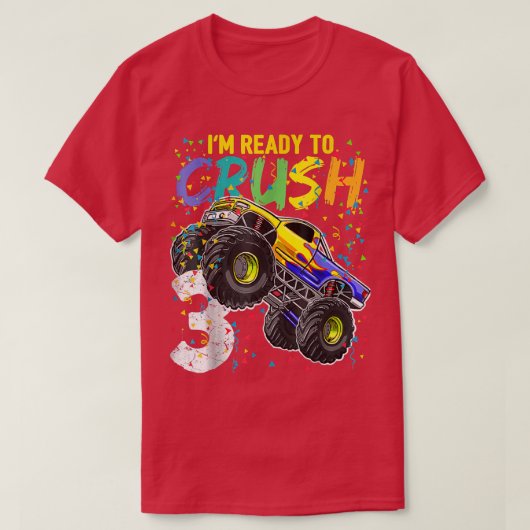 Kids I'm Ready to Crush 3 Monster Truck 3rd Birthd Tシャツ (デザイン正面)
