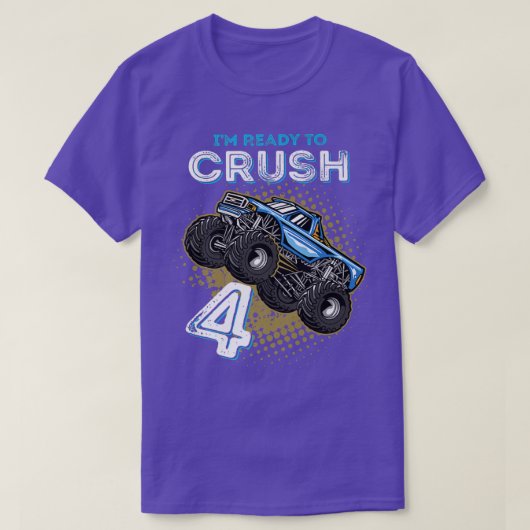 Kids I'm Ready To Crush 4 Monster Truck 4yr Old Bi Tシャツ (デザイン正面)