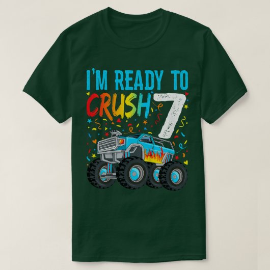 Kids I'm Ready To Crush 7 Monster Truck 7th Birthd Tシャツ (デザイン正面)