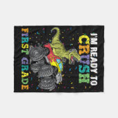 Kids I'm Ready To Crush First Grade Monster Truck  フリースブランケット (正面(横))