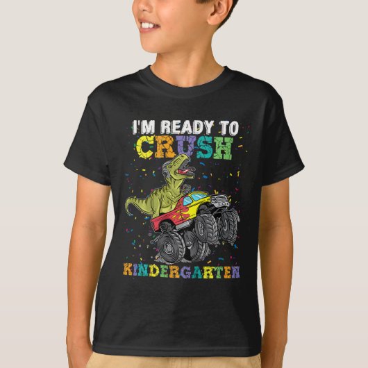 Kids I'm Ready To Crush Kindergarten Monster Truck Tシャツ (正面)