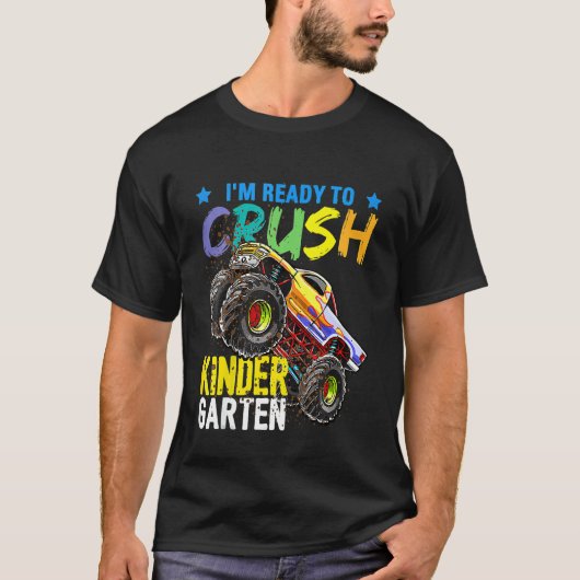 Kids I'm Ready To Crush Kindergarten Monster Truck Tシャツ (正面)