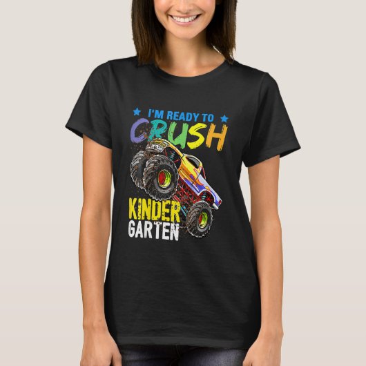 Kids I'm Ready To Crush Kindergarten Monster Truck Tシャツ (正面)