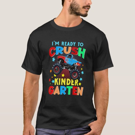 Kids I'm Ready To Crush Kindergarten Monster Truck Tシャツ (正面)