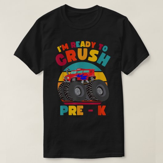 Kids I'm Ready to Crush Pre K Monster Truck Back t Tシャツ (デザイン正面)