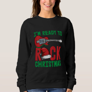 Kids Im Ready To Rock Christmas Pajama Cool Guitar スウェットシャツ