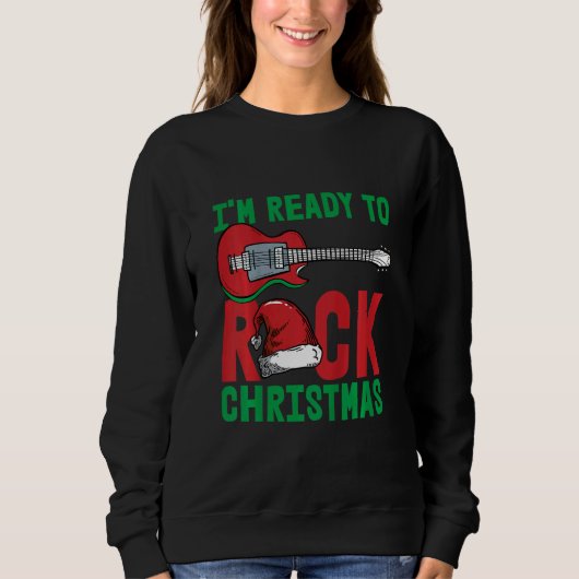 Kids Im Ready To Rock Christmas Pajama Cool Guitar スウェットシャツ (正面)
