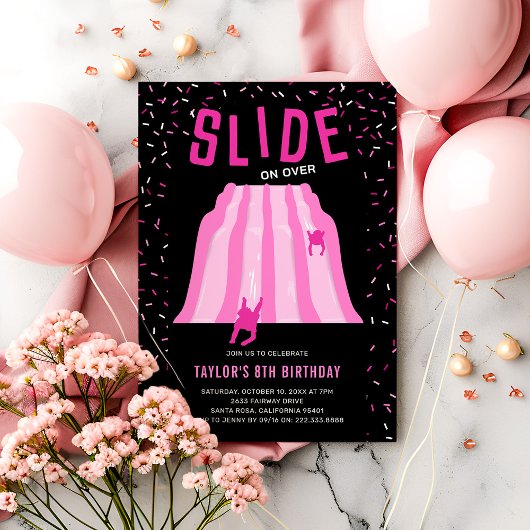 Kids Indoor Playground Pink Birthday Party 招待状