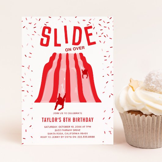 Kids Indoor Playground Red Birthday Party 招待状