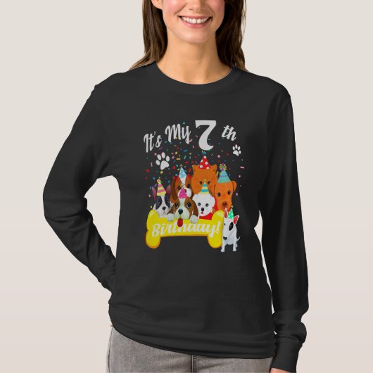 Kids Its私の7誕生日の幼児の女の子と犬S Tシャツ (正面)