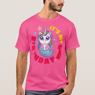 Kids It's My 1Birthday Happy 1 Year Unicorn Mer Tシャツ