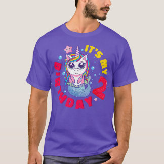 Kids It's My 2nd Birthday Happy 2 Year Unicorn Mer Tシャツ