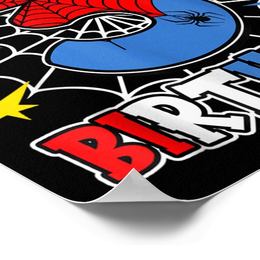 Kids Its My 3rd Birthday Spider Theme Party 3 Year ポスター (角)