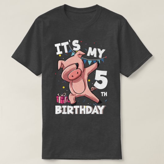 Kids Its My 5th Birthday 5 Year Old Pig Birthday P Tシャツ (デザイン正面)