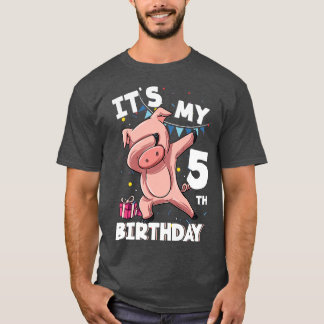 Kids Its My 5th Birthday 5 Year Old Pig Birthday P Tシャツ