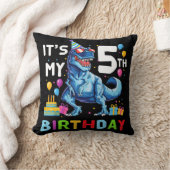Kids It's My 5th Birthday Happy 5 Year T-Rex クッション (ブランケット)