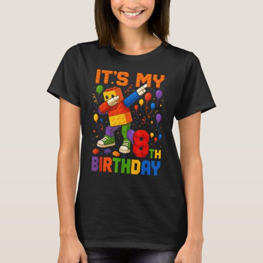 Kids Its My 8th Birthday Building Blocks 8 Years O Tシャツ (正面)