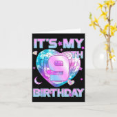 Kids It's My 9th Birthday Girl 9 Year Old Kp Bday  カード (黄色い花)