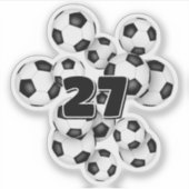 kids jersey number on group of soccer balls シール (正面)