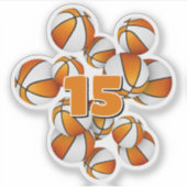 kids jersey number orange white basketballs シール (正面)