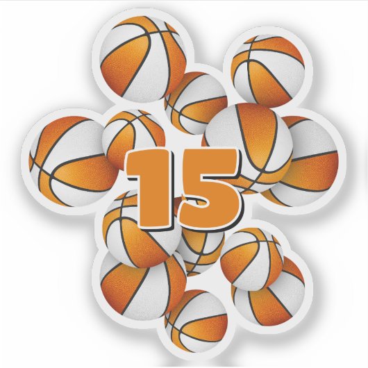 kids jersey number orange white basketballs シール (正面)