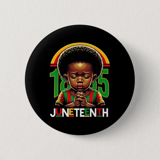 Kids Juneteenth Prince 1865 Black History Month To 缶バッジ (正面)