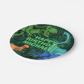 Kids Jurassic Dino Personalized Dinosaur Birthday ペーパープレート (アングル)