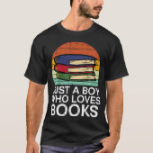 Kids Just A Boy Who Loves Books Read Reading Libra Tシャツ (正面)